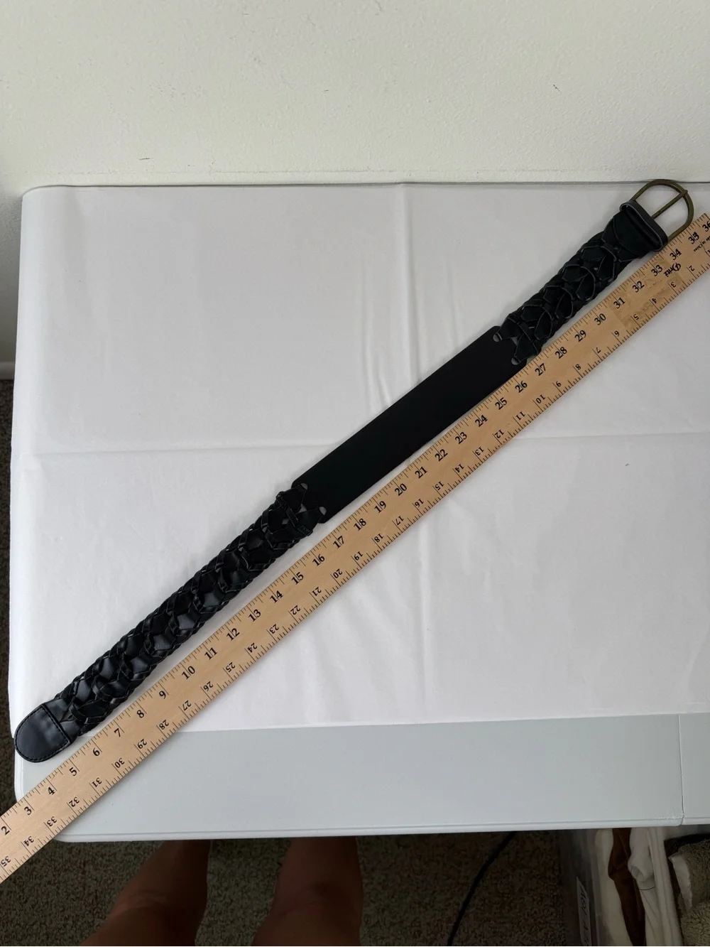 Marella Max Mara Woven Leather Belt Black XS Antique Brass
